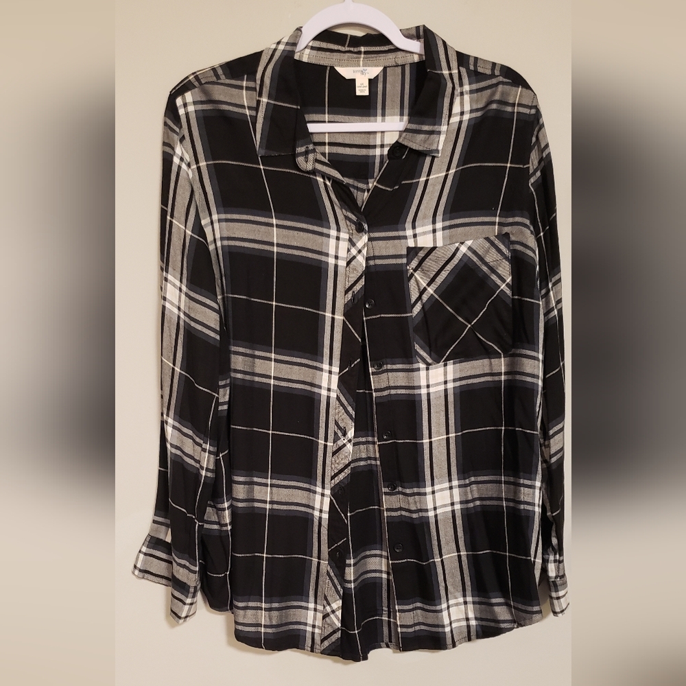 Plaid Black and White Women's Top